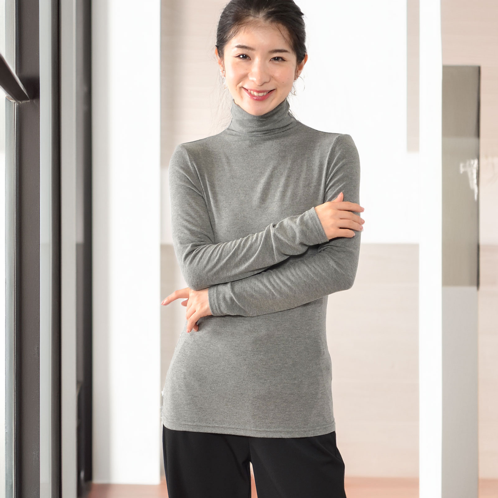 【日本製】ミップガーゼ長袖ハイネック(B31107)