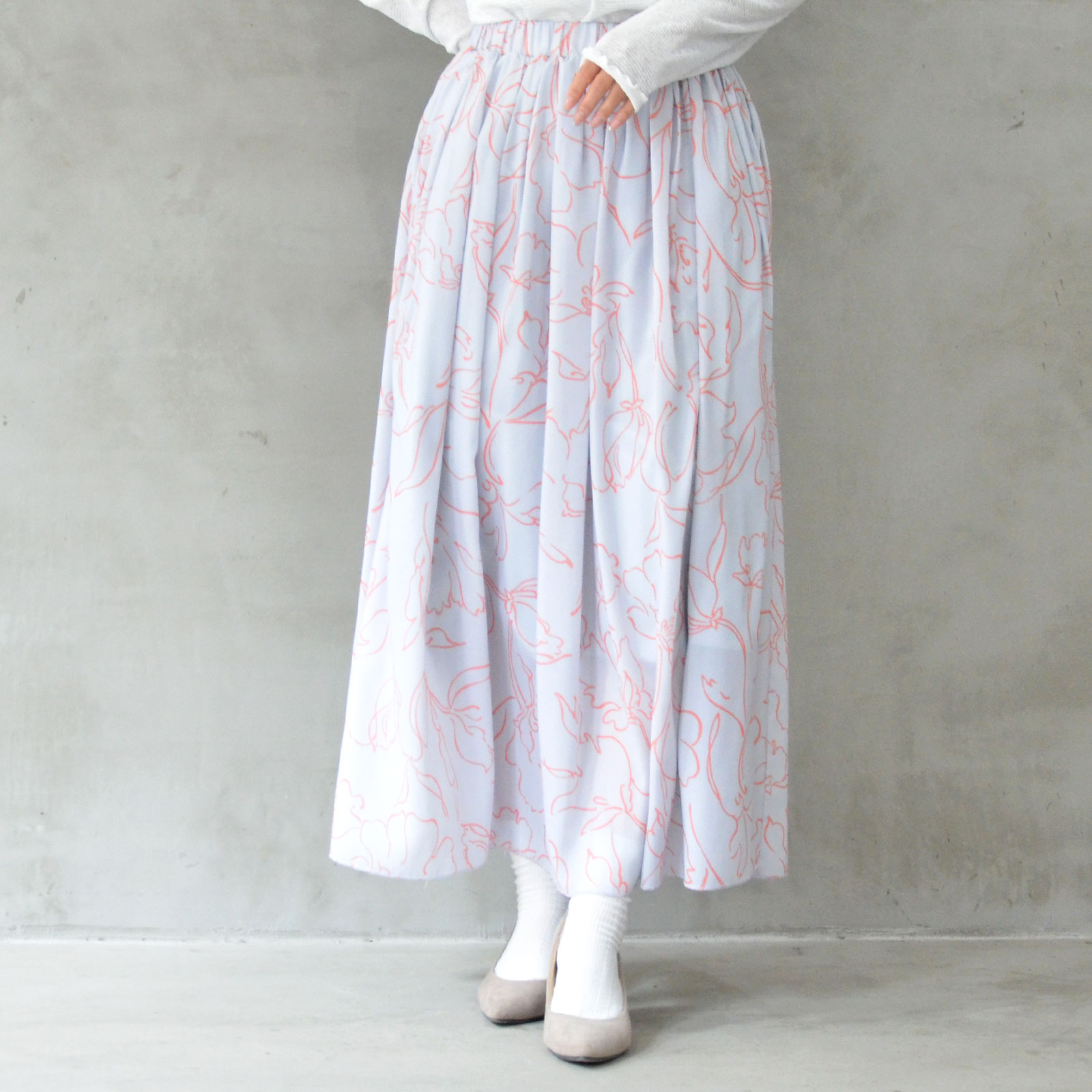 線花柄フレアースカート（D72013BT）